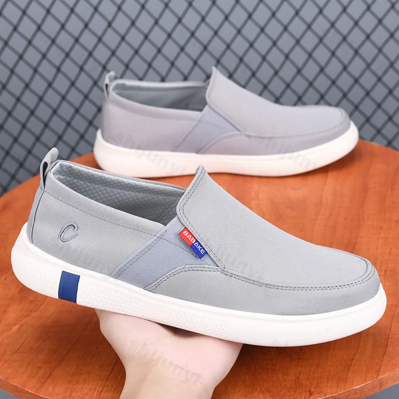 

Мужские парусиновые лоферы, лето 2024, удобные прогулочные туфли на плоской подошве, мужские нескользящие мягкие мокасины, кроссовки, дышащая легкая повседневная обувь