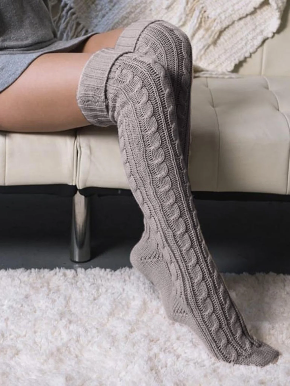 

Faionable Knitted Mid-calf Over-knee Woolen Sos for Women Autumn Winter High Tube Stoings Women's Long Sos