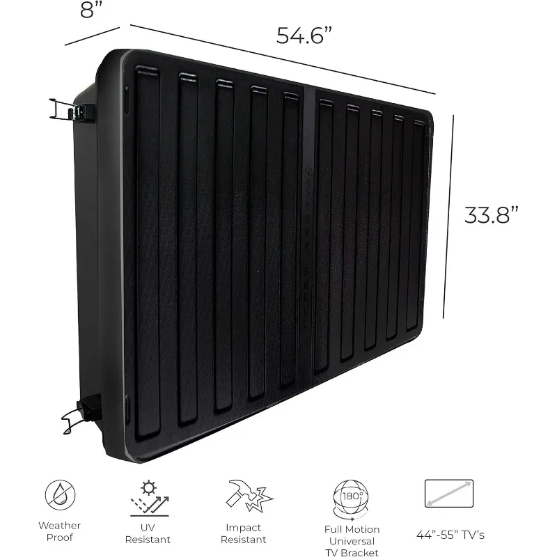 غطاء صلب للتلفزيون الخارجي، حماية ضد الطقس للتلفزيون - يتصاعد على الحائط على اليمين - دعامة تثبيت على الحائط للتلفزيون... (4