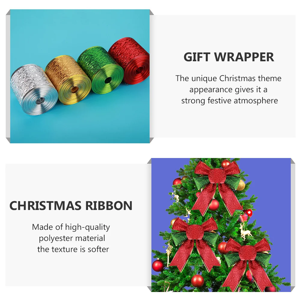 

1 Roll Christmas Decorative Ribbon Polyester Soft Printed Gift Packaging Band Wrapping Accessory Party Decor Ribbon