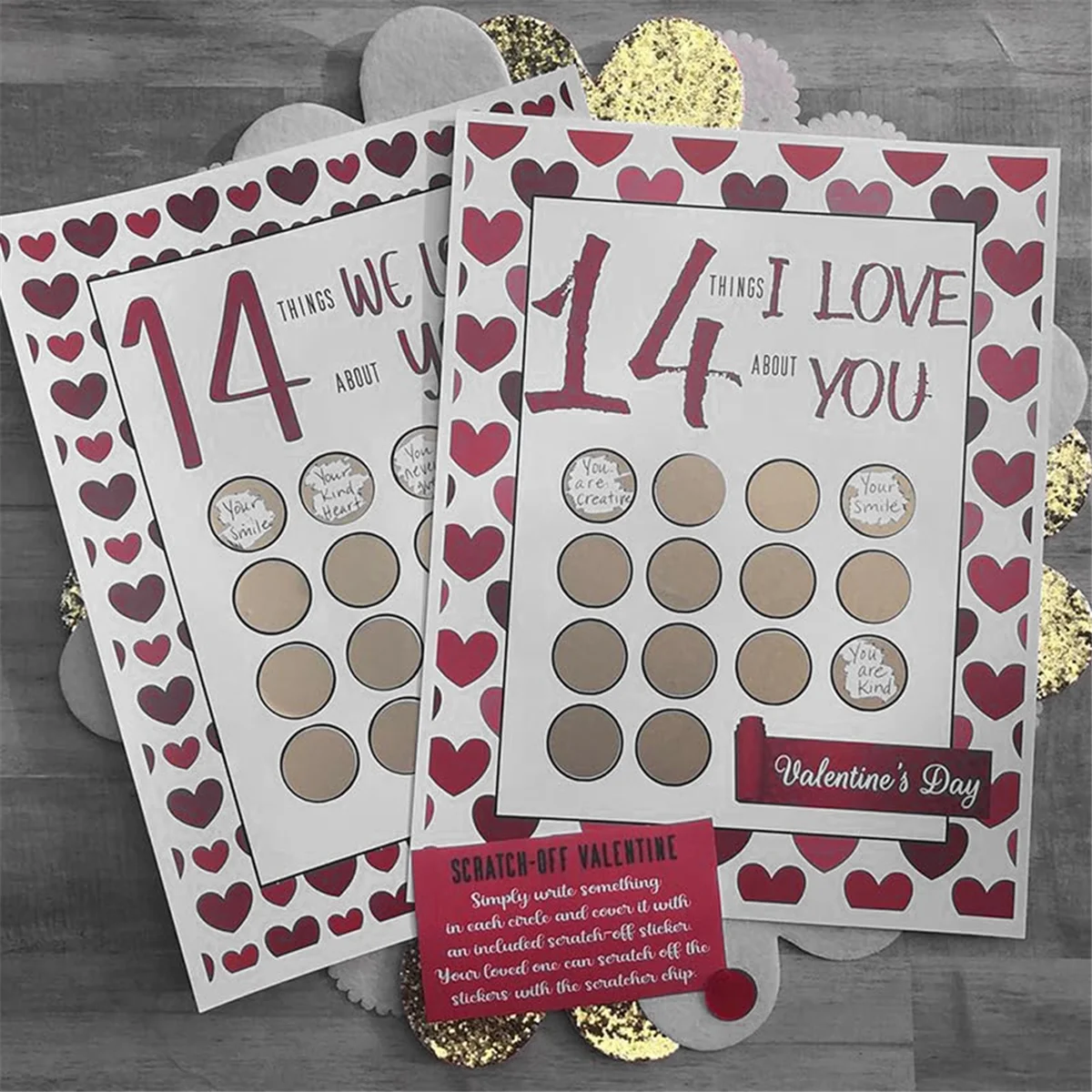 14 Things I Love About You Scratch Off Advent Calendar Valentine's Day Countdown CA26Kt for Kids,Custom Gift for Daughter