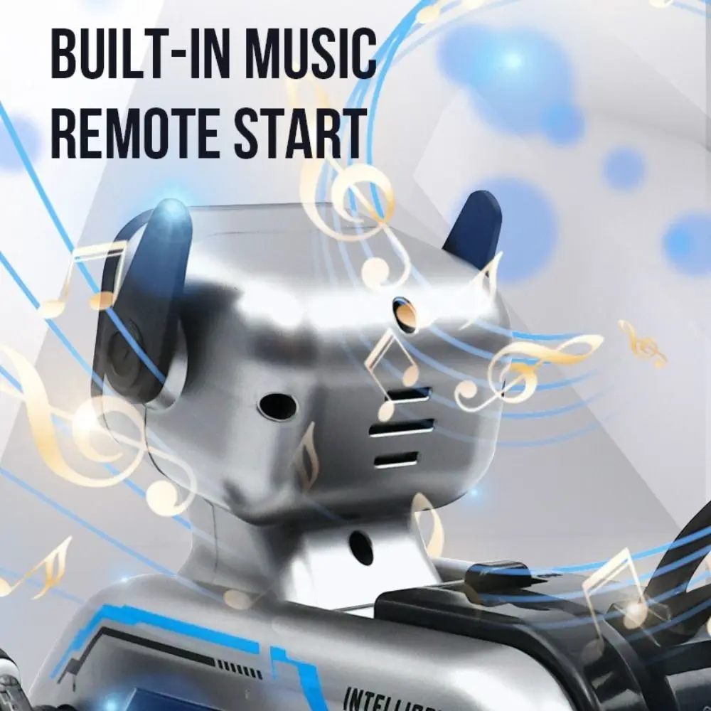 Creative Plastic RC AI Robot Silver Eight Wheeled Remote Control Robot Remote Control Dog Children's Gift