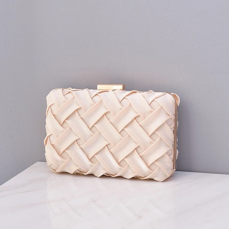 

Women's Evening Bag Fashion Woven Clutch Bag Elegant Formal Party Bag Small Square Shoulder Crossbody Purse Dinner Handbags