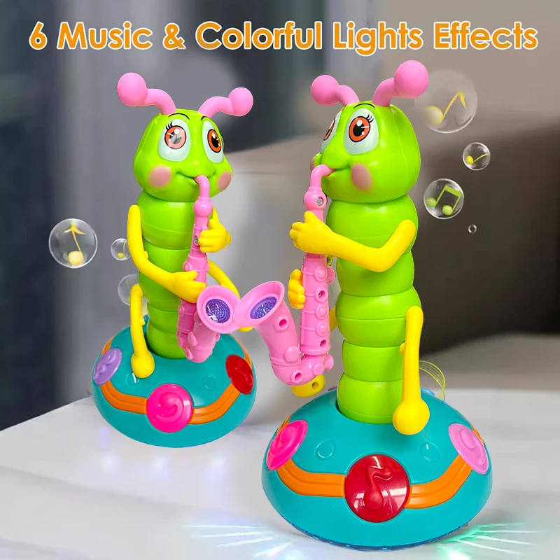 Urocza zabawka elektryczna - ślimak tańczący na saksofonie, z kolorowym dźwiękiem i światłem, idealny prezent dla dziecka, zapewniający rozrywkę.