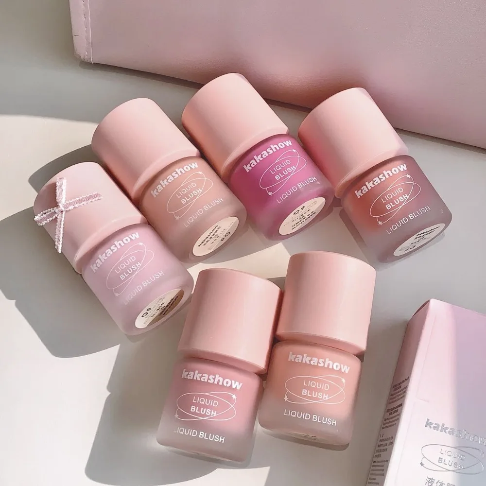 6 Colors Liquid Blush Pressed Type Moisturizing Cheek Liquid Blush Cream Longlasting Color Enhancing Makeup Rouge