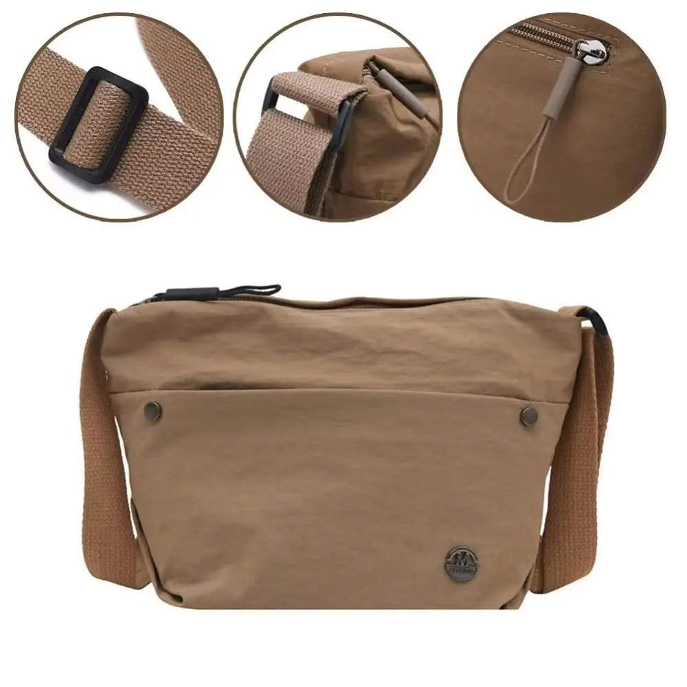 Ultra-Light Nylon Crossbody Bag Adjustable Wide Strap Zipper Closure Messenger Bag Large Capacity Single-Shoulder Bag