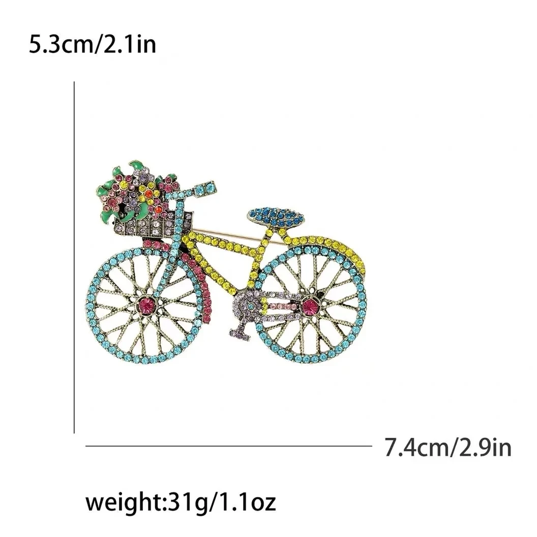 เข็มกลัดเพชรเทียมจักรยานแนววินเทจสุดสร้างสรรค์สำหรับผู้หญิงผู้ชายเครื่องประดับช่อดอกไม้ติดจักรยานลายดอกไม้แบบมาใหม่ล่าสุด