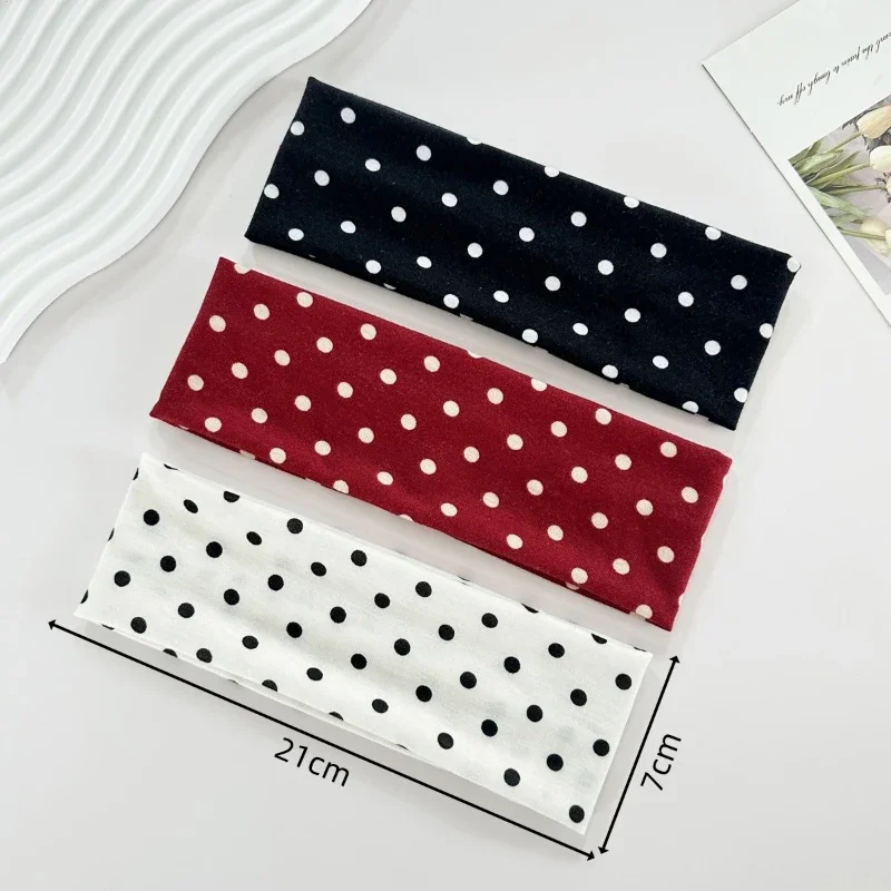 

Cotton Y2K Boho Polka Dot Stretch Headband,Non-slip Sweat-absorbent Yoga Hairband, Elastic Sport Headwrap for Running Fitness