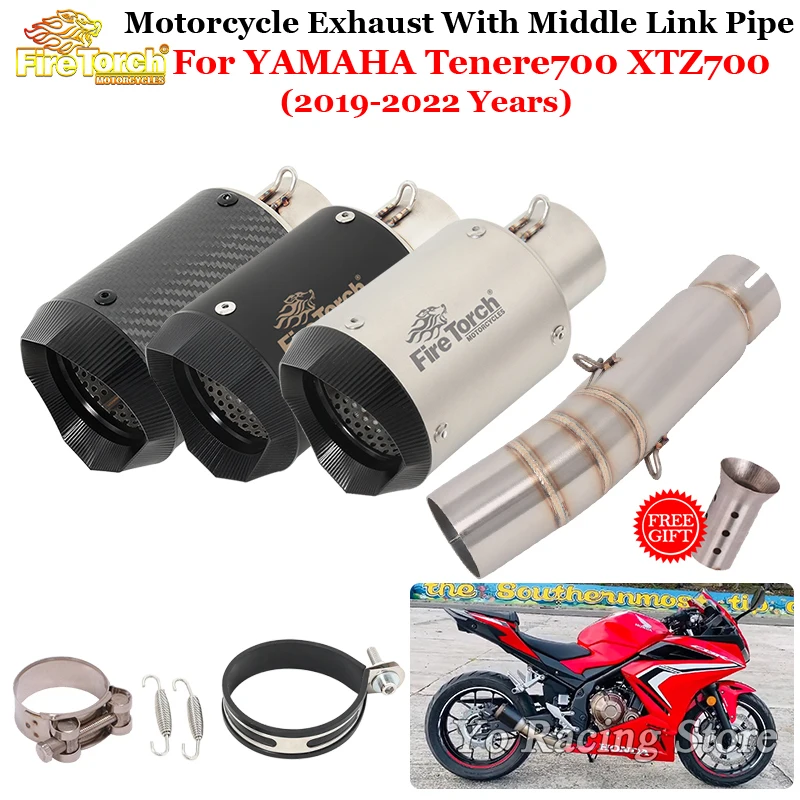 

Slip On For YAMAHA Tenere700 XTZ700 XTZ 700 2019 - 2022 Motorcycle Exhaust Escape System Modify Mid Link Pipe Muffler DB Killer