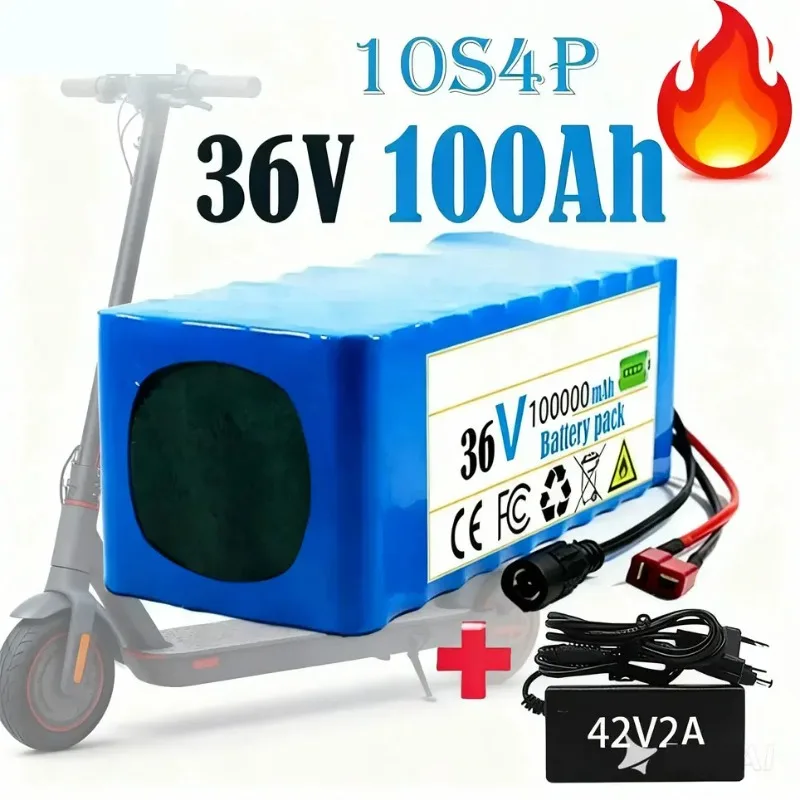 Image of 10S4P 36V 100000mAh Lithium-Batterie Elektroroller 18650 Batteriepack + Kostenloses Ladegerät