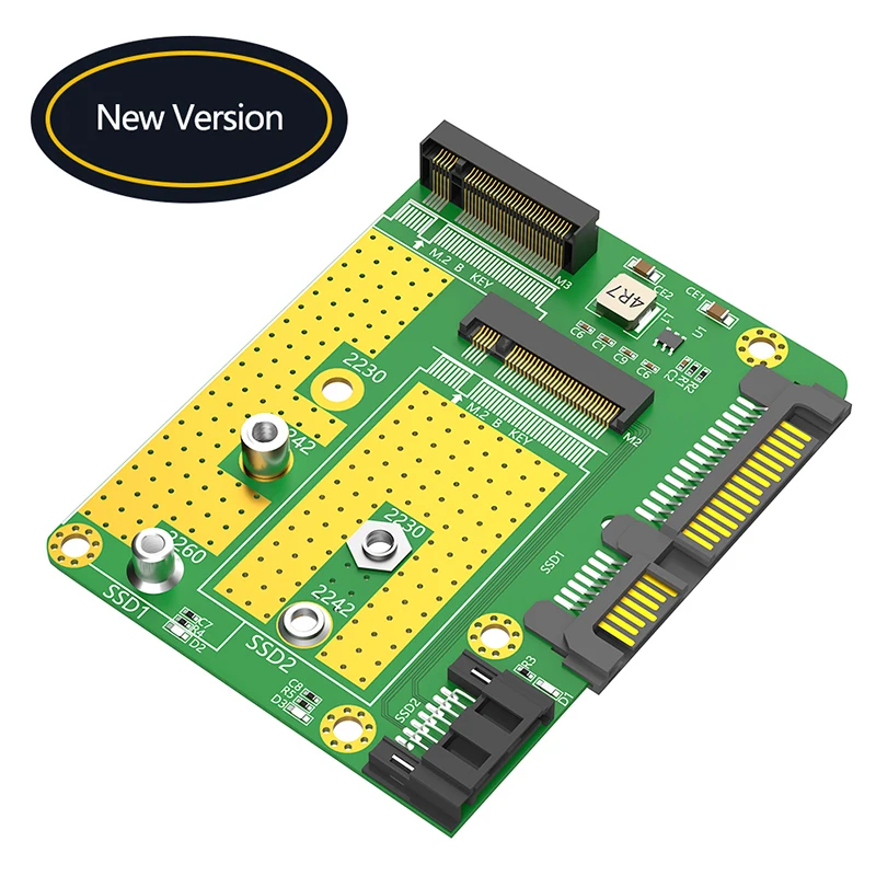 Двойной адаптер M.2 B Key на Dual SATA3.0, плата преобразователя, внешняя Плата расширения M2 SATA SSD, поддержка 2230 2242 2260 SSD M2 адаптер