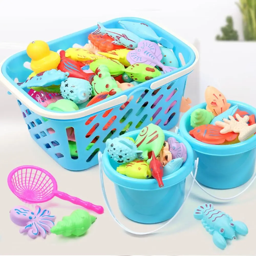 Juguete de pesca magnético para niños con animales de dibujos animados, caña magnética interactiva, parque acuático, pesca, juego de piscina inflable de 8 estilos