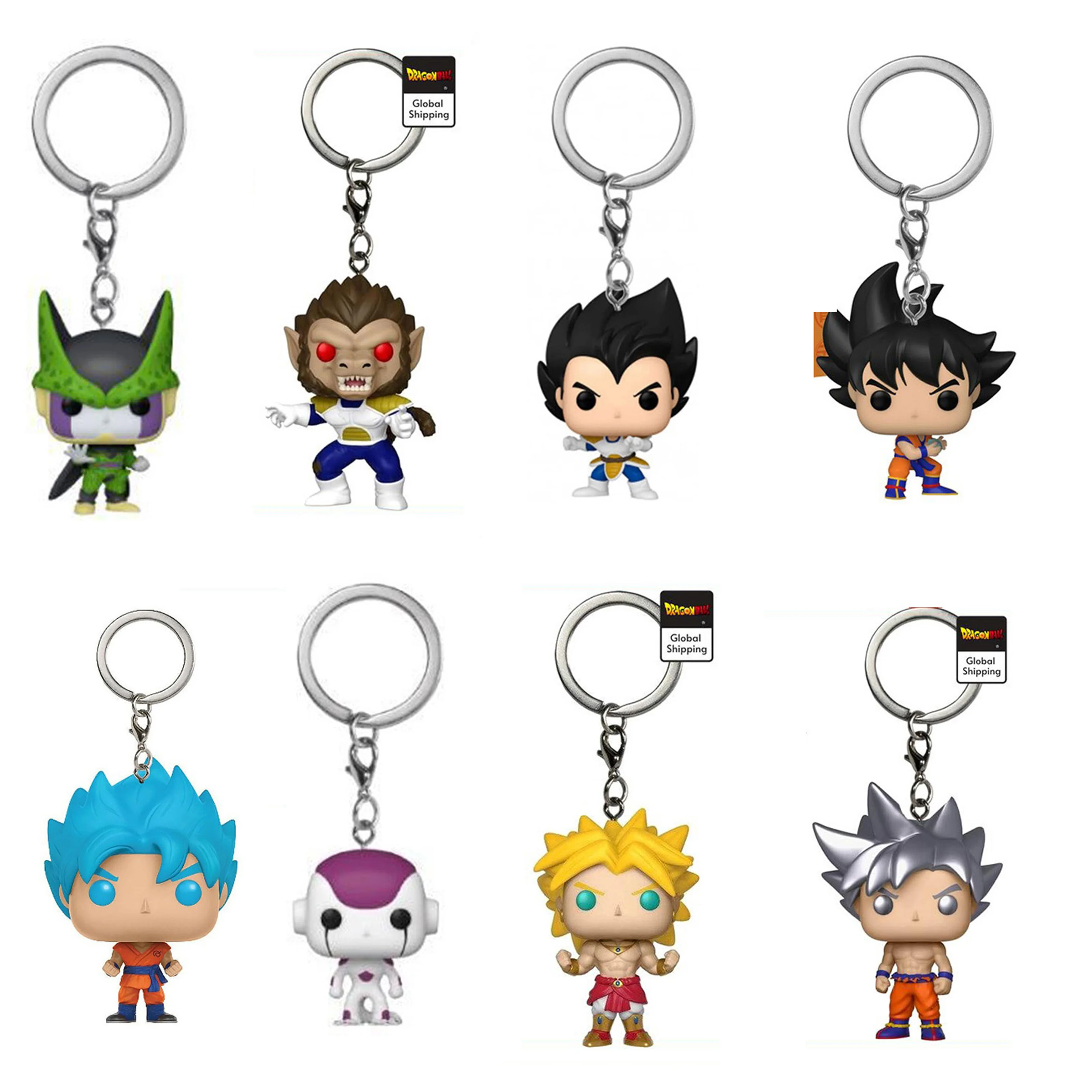 Bolsillo Anime japonés Dragon Ball Z Goku Vegeta Broly figura modelo llavero Cell Frieza