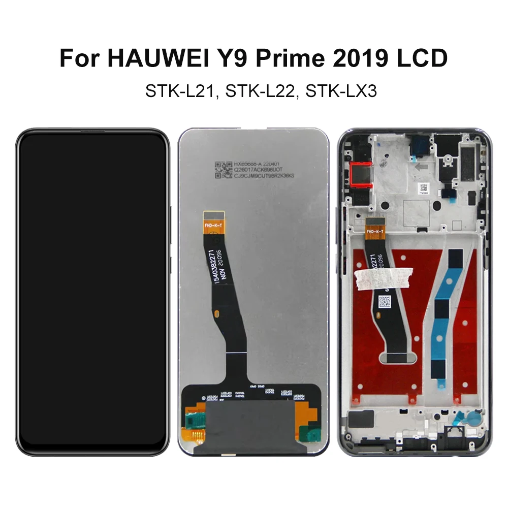 Детали ЖК-экрана Y9 Prime 2019, для Huawei Y9 Prime 2019 STK-L21 STK-L22 STK-LX3, дигитайзер сенсорного экрана с рамкой