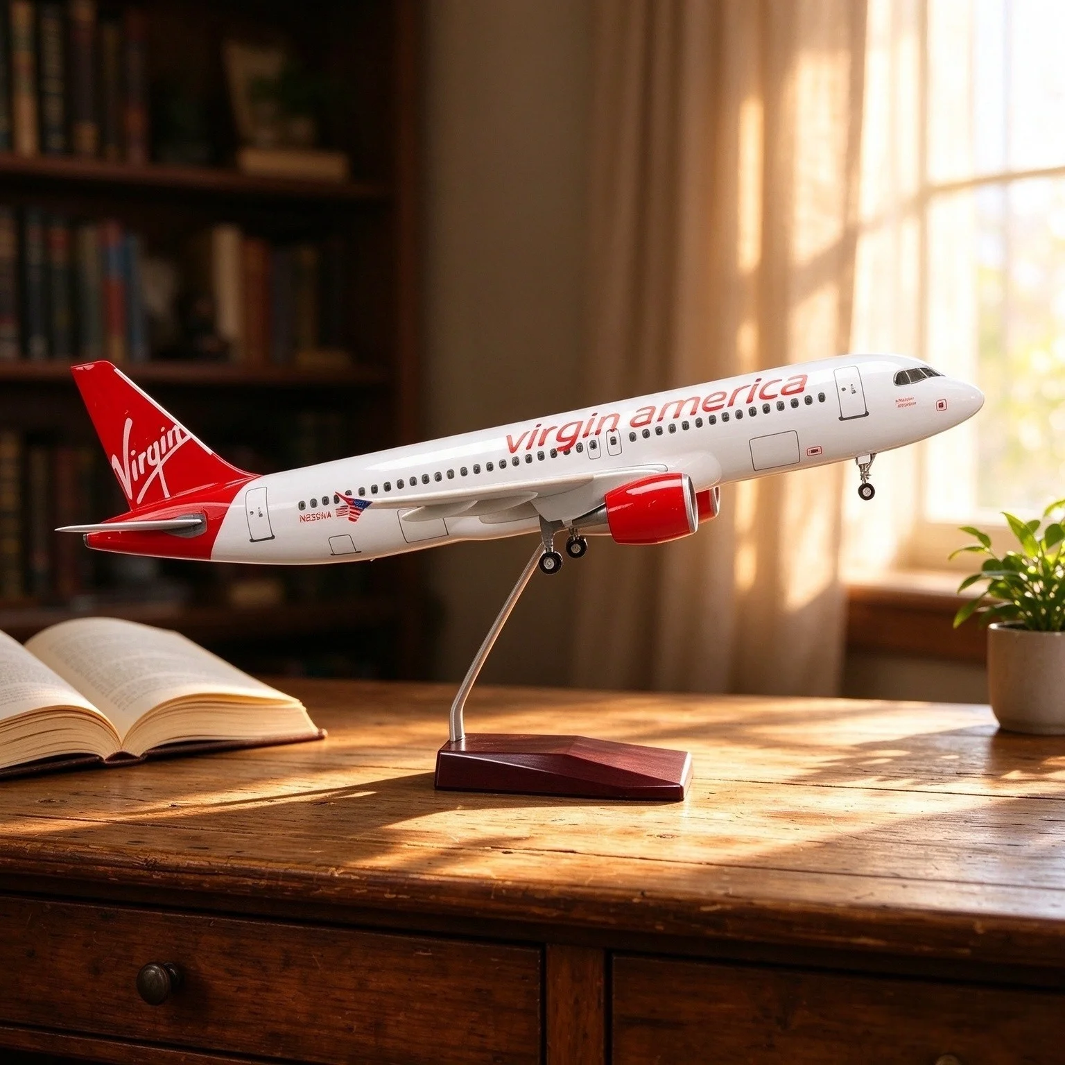 47cm Scale Aircrafts A320 Virgin America Airways Resin Plastic Model Plane Diecast Airplane Kit With Base For Aviation Enthusias
