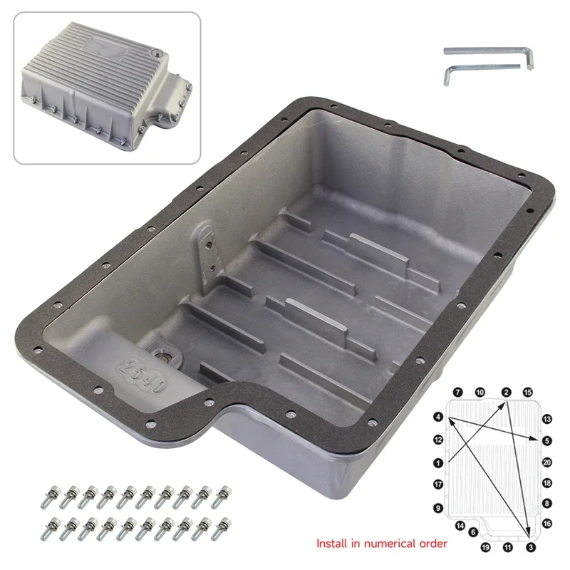 

High Performance Transmission Heavy Duty Deep Pan For Ford Super Duty 6.0/6.4L F250/F350 03-10 Powerstroke Black/Silver