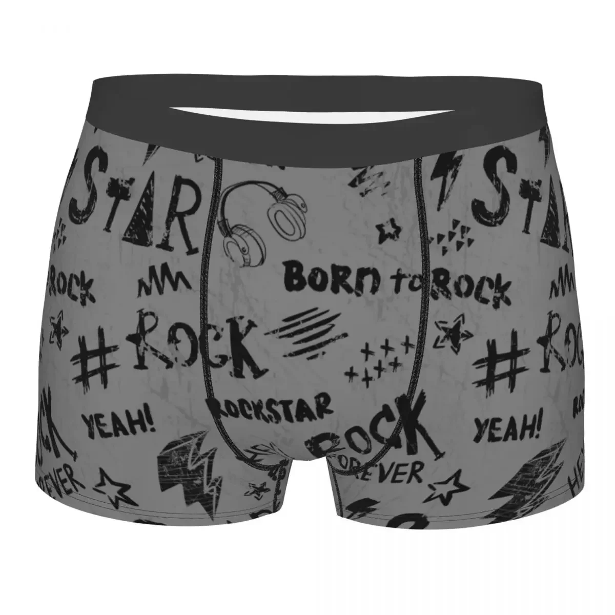 Spray Paint Words Rock Men Underwear Boxer Shorts Panties Funny Breathable Underpants for Homme