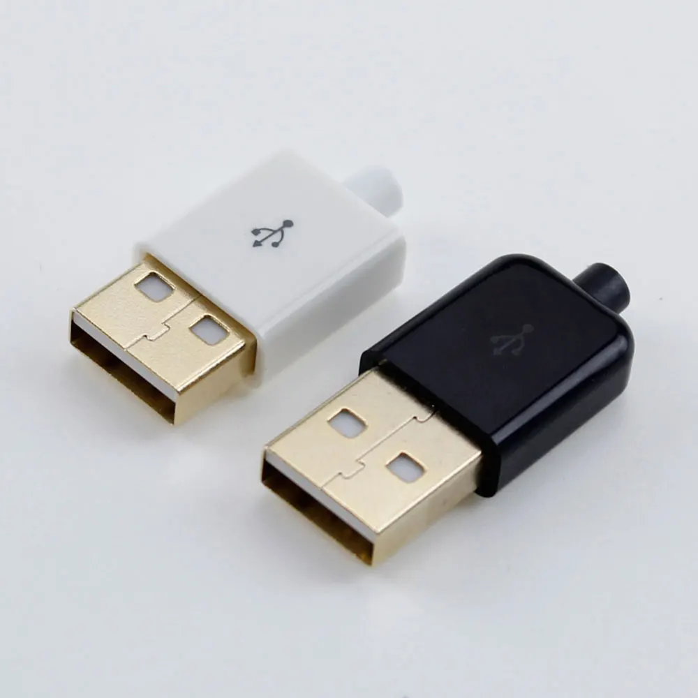 1PCS Gold-plated USB plug, USB male female DIY plug, USB A male solder wire type, high-quality copper pin