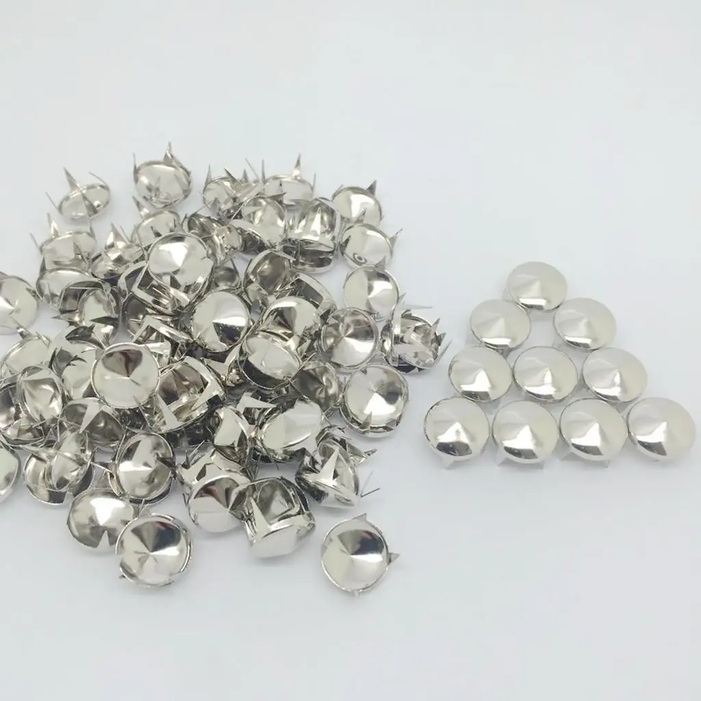 100 Pieces Silver Metal Cone Studs Rivet Spikes Spots Nailheads Leathercraft 12mm