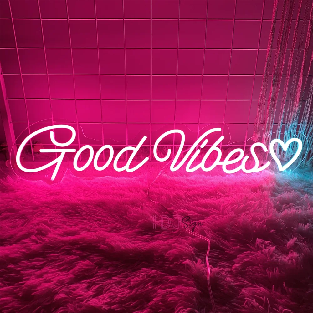 

Good Vibes Neon Led Sign Custom LED Night Lights Sign USB Room Wall Decor Wedding Bedroom Decoration Signboard Neon Lamps