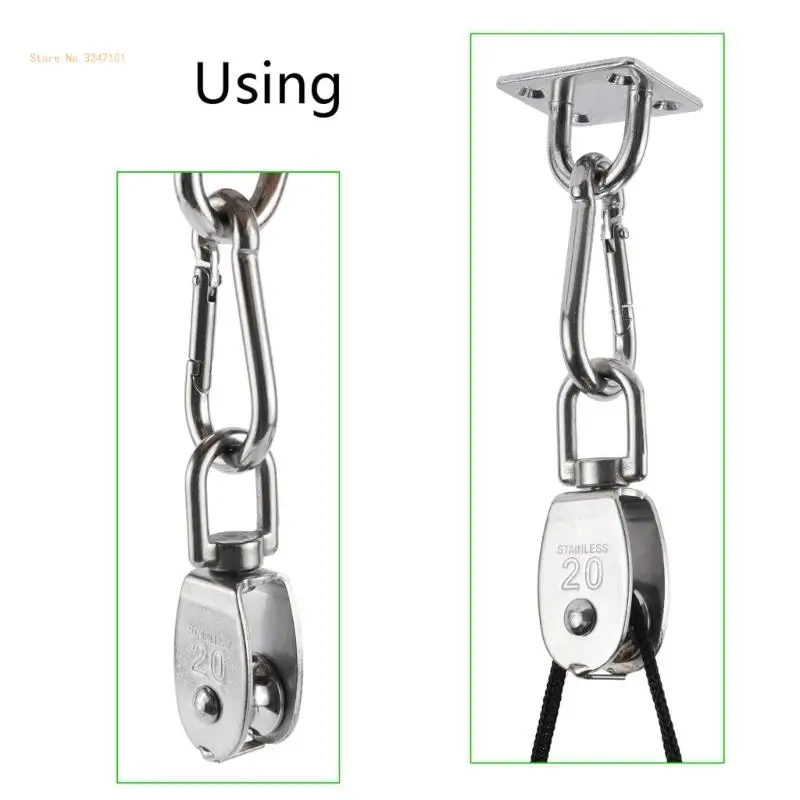 Professional M20 Pulley Block Systems 304 Stainless Steel Fit for Warehouse Lifting Cranes and Hoists 50KG Safe Dropship