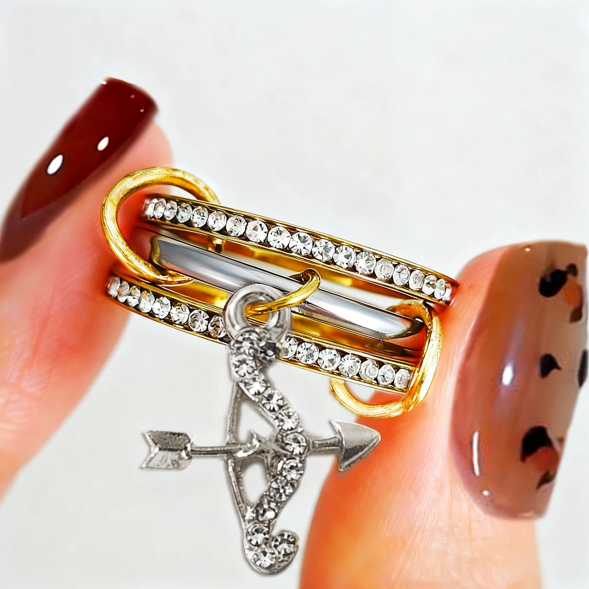 New Luxury Spinelli Kilcollin Ring Women Cupid's Arrow Charm Pendant Gold Color Stainless Steel Rings Stack Set Finger Jewelry
