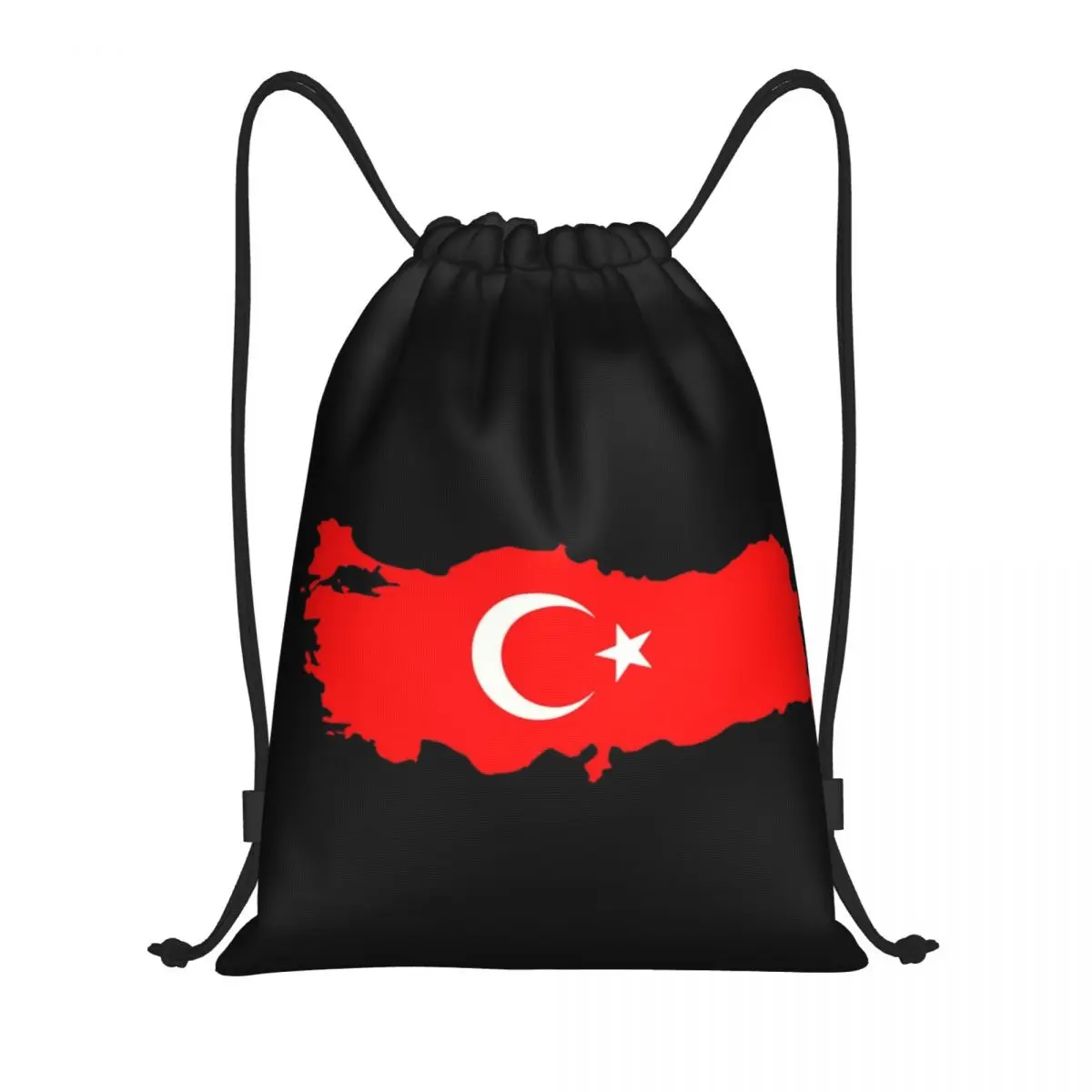 Mochila con cordón y mapa de la bandera de Turquía para hombre y mujer, bolsa de entrenamiento portátil con luna y estrella turca, saco deportivo para gimnasio