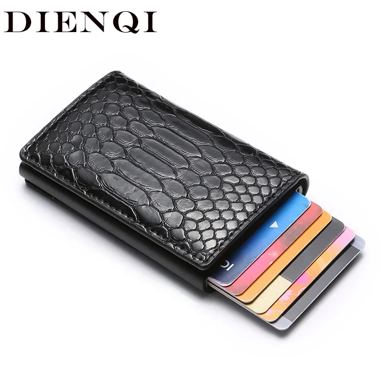 Crocodile Pattern Rfid Card Holder Men Wallets Smart Money Bag Male Purse Small Thin Mini Slim Bifold Wallets Short Black Wallet