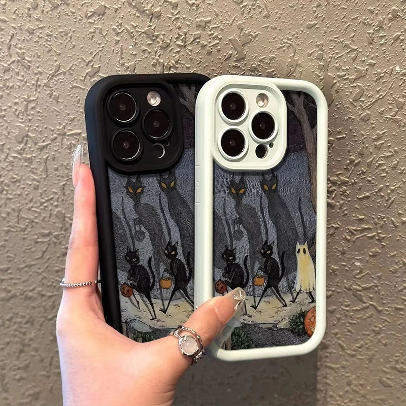 Phone Case For Xiaomi Poco X7 F6 F5 X6 X5 M6 Pro X3 F3 Halloween Black Cat Pumpkin Ghost Shockproof Soft Silicone Bumper Cover