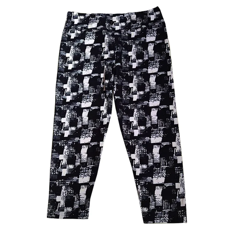 TOIVOTUKSIA Arrival Ladies Comfortable Black Milk Printed Design Women Summer Mid-Calf Pants Capris Stretch Legging