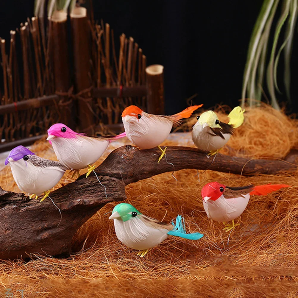 

24pcs Mini Artificial Foam Feather Birds DIY Crafts Ornament Home Garden Decor Gift Simulation Feather Birds Models