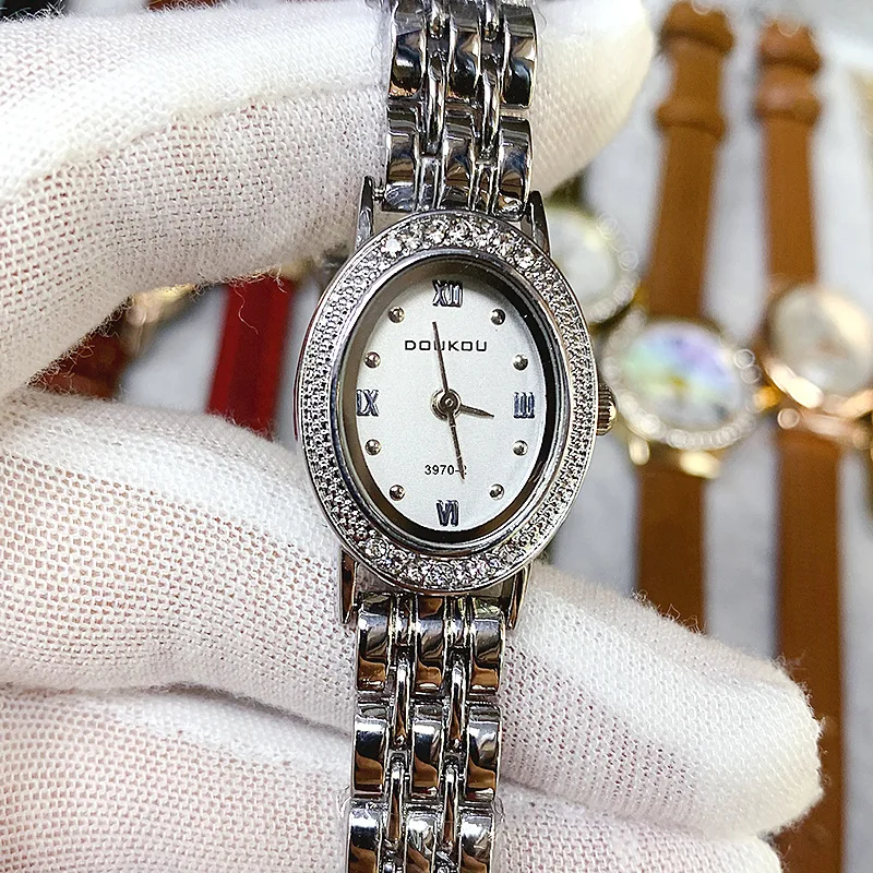 Elegant Women'S Wristwatch, Solid Steel Strap, Butterfly Clasp, Petite Oval Shape, Suitable For Women'S Wear, Unique Wristwatch.