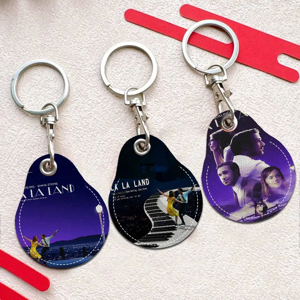 L-La La L-Land Women Mini PU Leather Case Keychain Access Card Bag Key Tag Ring Mini Badge Key Ring Door Lock Tags
