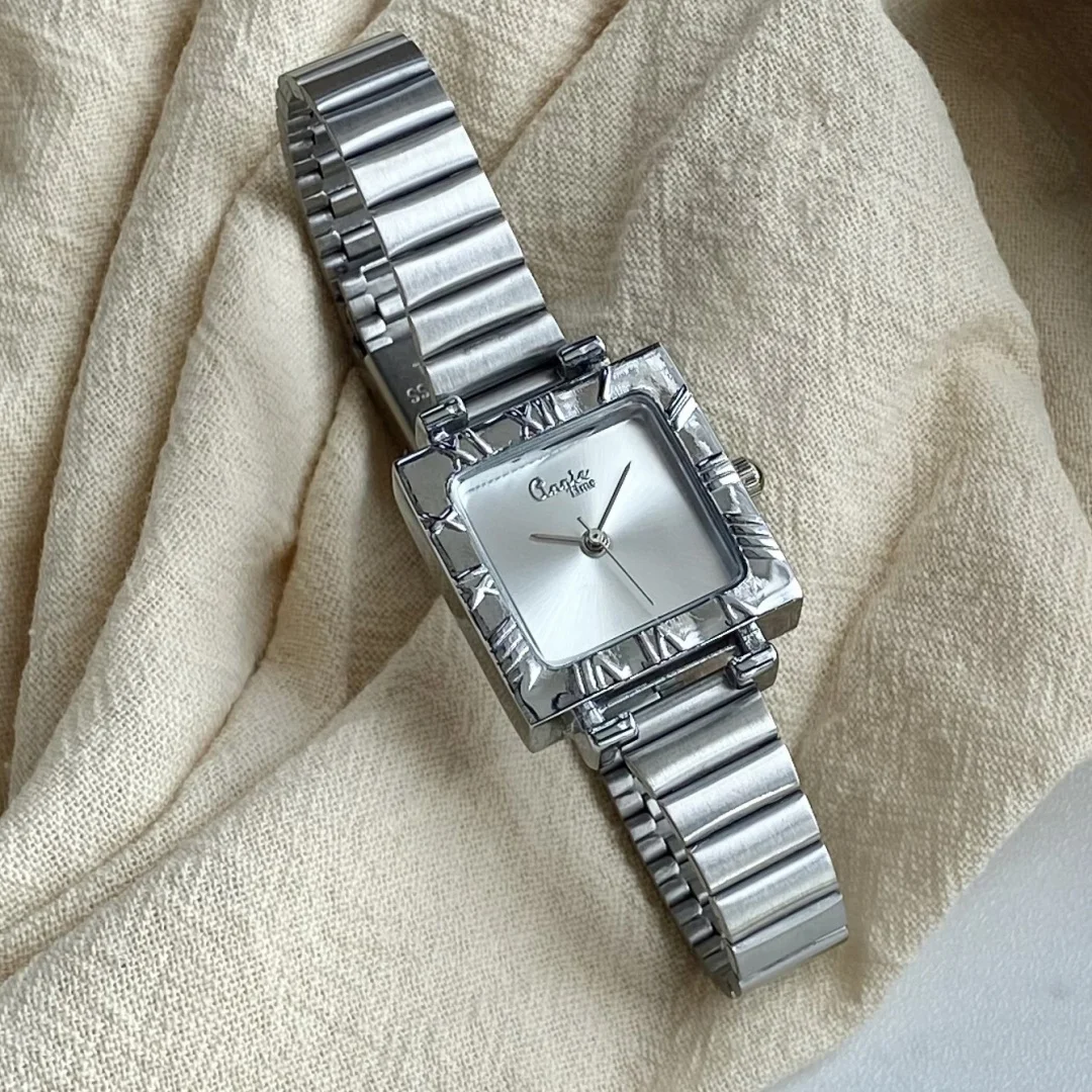 Gold Silver Square Women Watch Adjustable Stainless Steel Strap Quartz Wristwatch Simple Student Watches Relojes Para Mujer