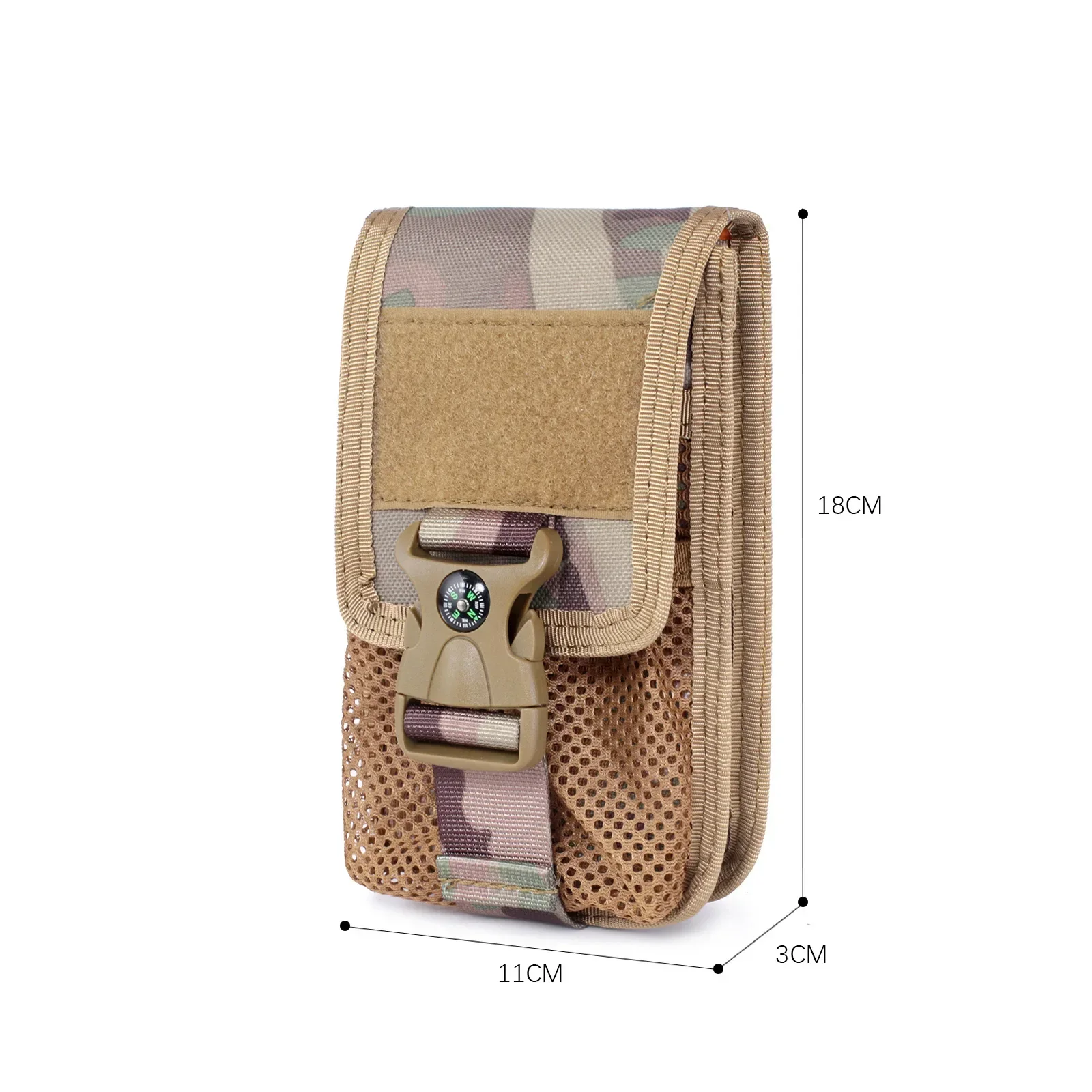 Molle Double-layer Phone Pouch Card Holder Compass Wallet Outdoor Camping Hiking Hunting Accessories EDC Tool Waist Pack Bag