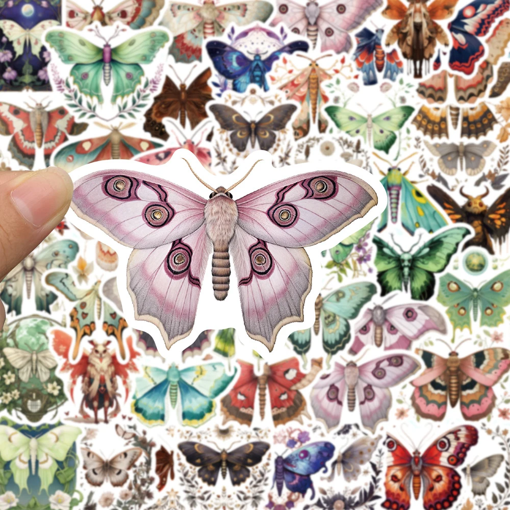 10/30/50PCS Colorful Moth Animal Cute Stickers Cartoon Decals Kids Toy DIY Diary Suitcase Scrapbook Laptop Bike Funny Sticker