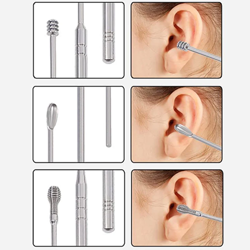 6Pcs/Set Ear Cleaner Wax Removal Tool collector spiral turn ear pick ear pick to clean the ear portable ear cleaning tool