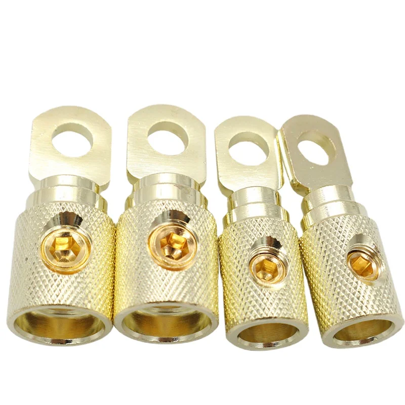 1pc Car Audio Modified Wire Power Supply O-type Terminal Block Pure Copper Gold-plated Connector Car Audio Amp Input Reducer