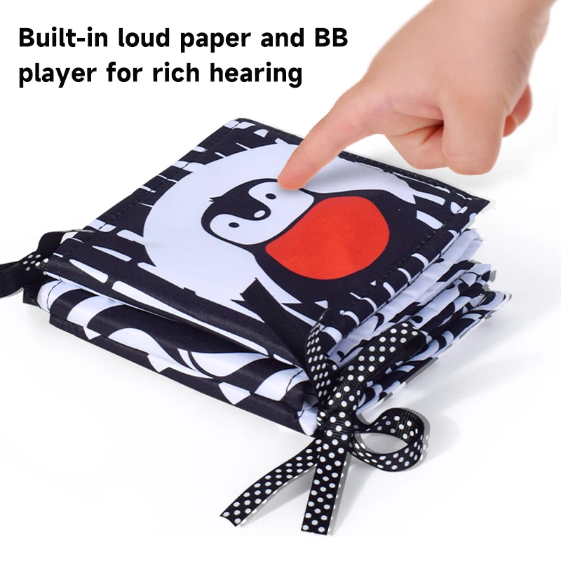 Montessori bébé noir blanc coloré Animal tissu livre jouets bébé éducation précoce sensoriel tissu livre bébé Stimulation visuelle jouet