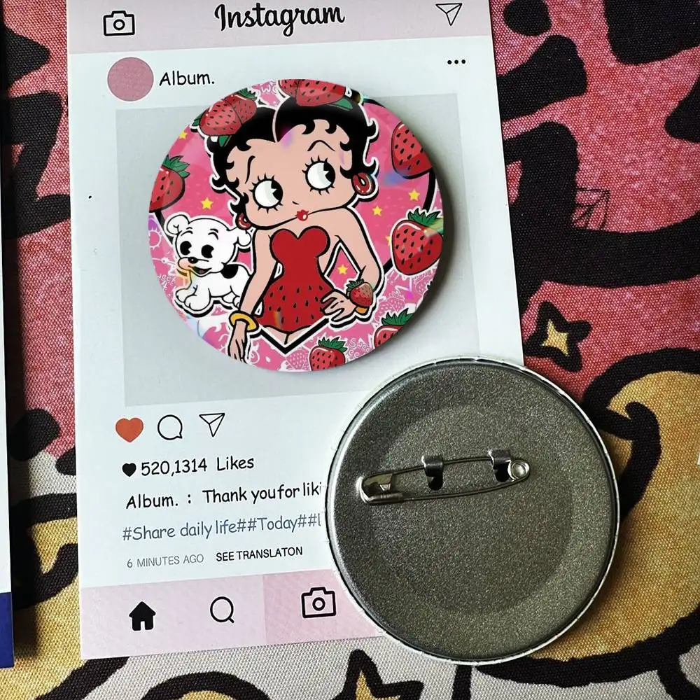 Betty Boop  Badge 25 32 44 58 75 mm Round Fans Collect Friends Gifts Brooch Souvenir
