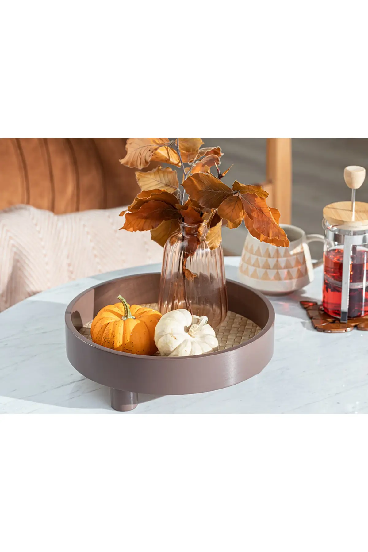 Decorative Tray 25,5x8x25,5 Cm Dark Coffee Decorative Lux Service Eat at the Presentation of Organizer Multi-Purpose Tray 2022 trend