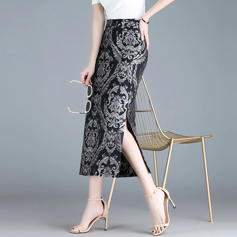 Zzuk-女性のためのハイウエストとタイトなスリットスカート,エレガントでファッショナブル,コレクションM-4XL