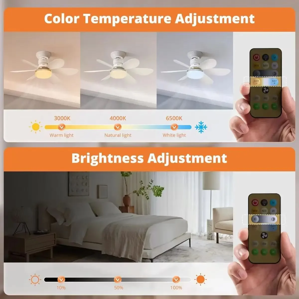 Household detachable fan blades, small fan, restaurant bedroom, intelligent remote control ceiling fan, wind and light adjustmen