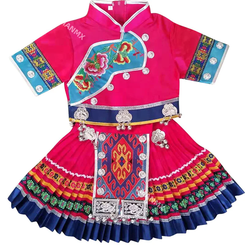 Strój do tańca narodowego w stylu Miao, Yi, Xiao He na Dzień Niepodległości dla dzieci, strój do tańca Dang Pai Start Dang