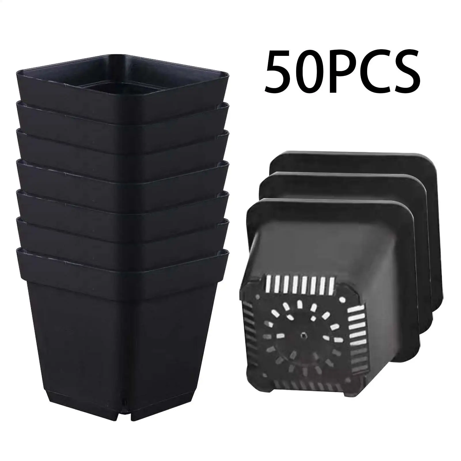 50 Uds macetas de plántulas reutilizables jardinería macetas de inicio cuadradas macetas de vivero con agujeros de drenaje maceta de vivero para plantas vegetales