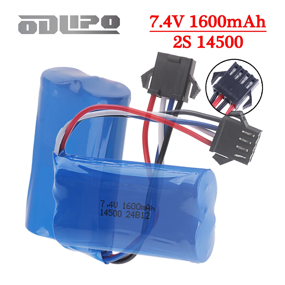 2S (SM-4P Stecker) 7,4V 1600mAh Li-Ionen-Akku 14500 für Elektrisches Spielzeug, Wasserkugel-Pistole, RC Offroad-Rennwagen, Boote, Hubschrauber