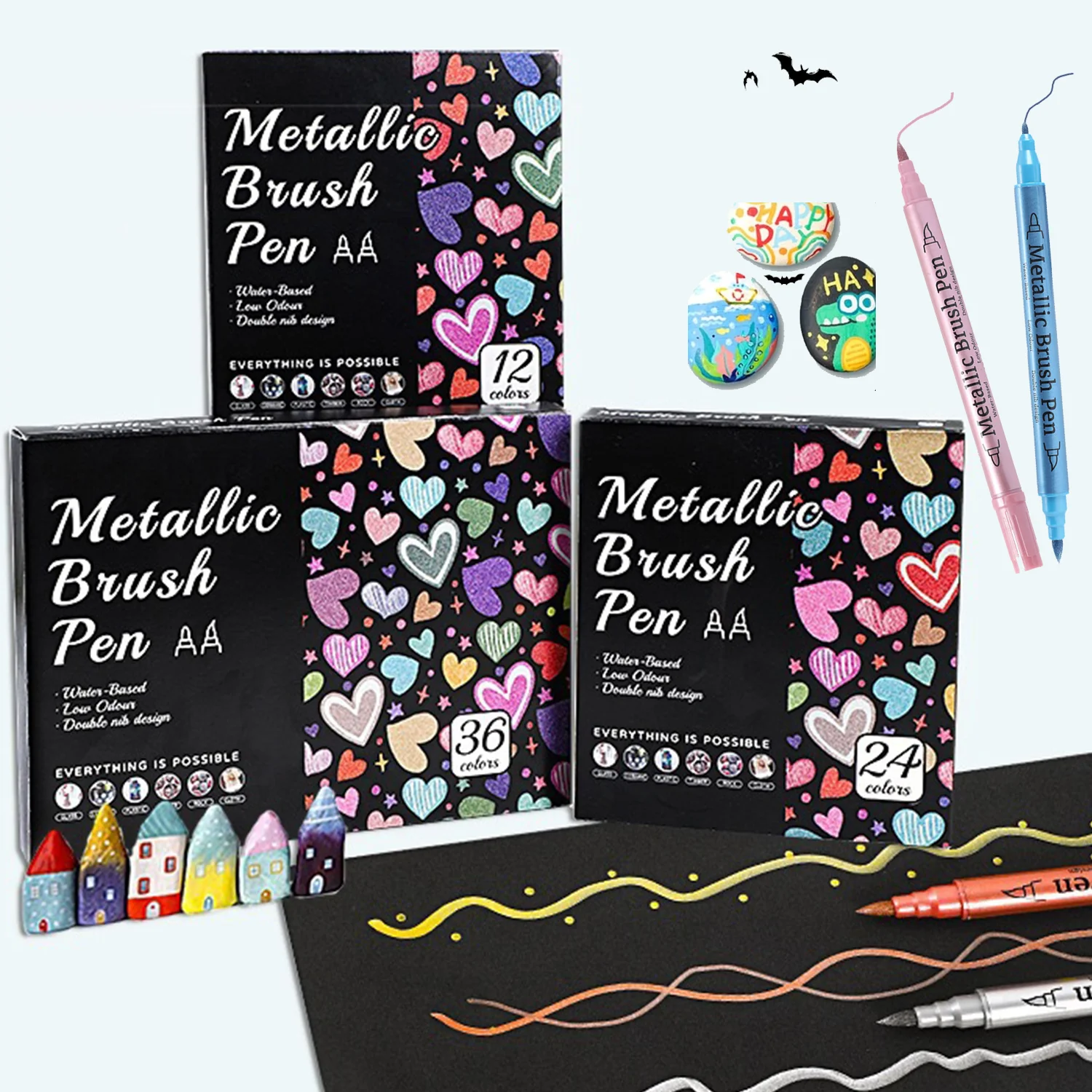 

12-36 цветных металлических маркеров, ручка для рисования на водной основе, металлический маркер, цветная ручка, набор ручек для рисования, двойной наконечник, блестящая ручка, сделай сам, подарок ребенку