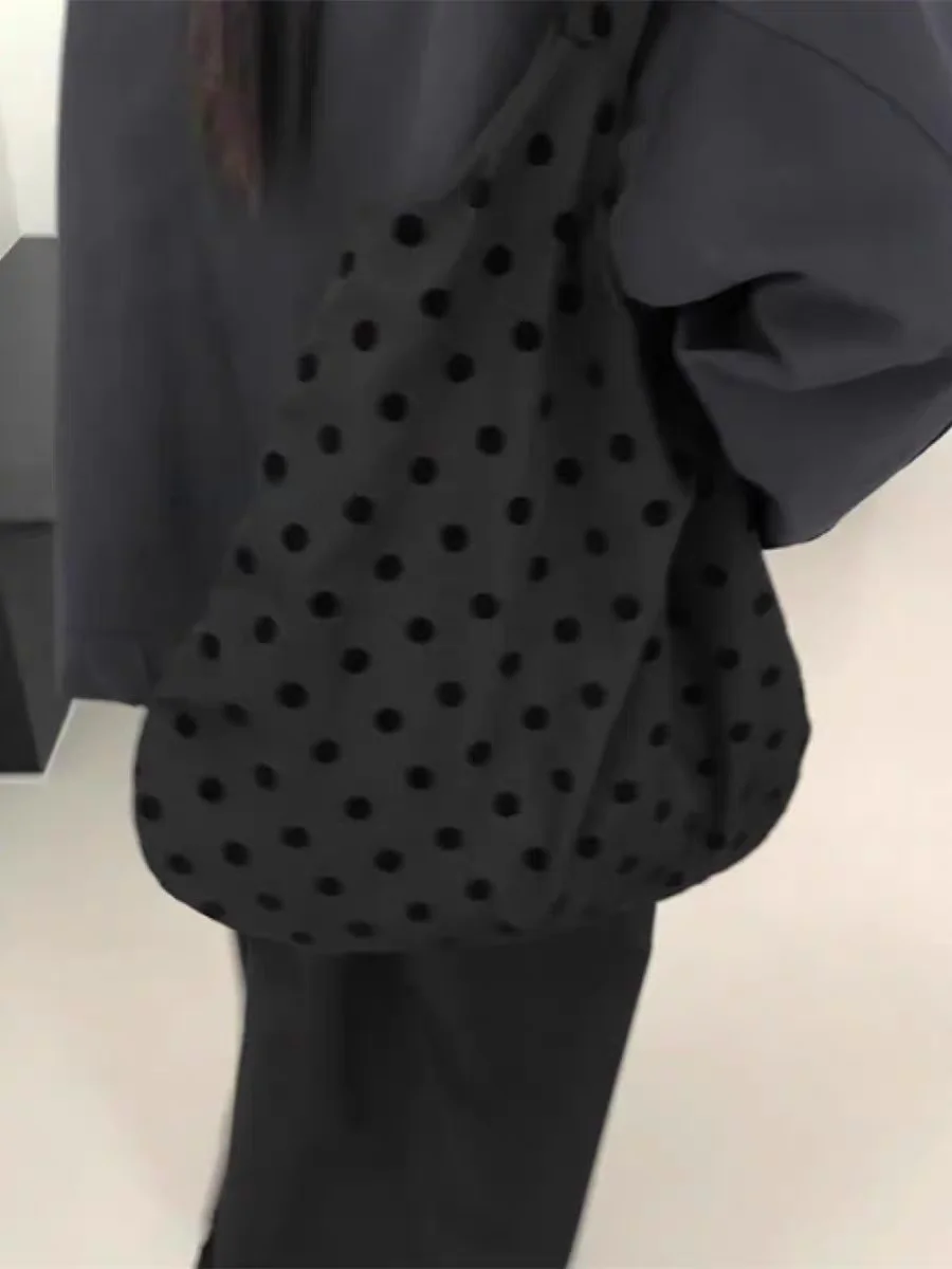 

Большая сумка в горошек Capaci, модная японская сумка с милым точечным узором, холщовая сумка на одно плечо для молодежи, сумка