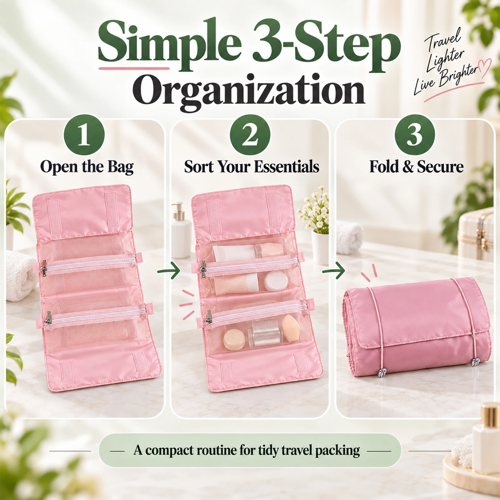 Multi-Color Cosmetic Bag Makeup Organizer Wear-Resistant Premium Toiletry Portable Cosmetic Storage Case for Daily Use Home Outdoor Business Trip - view 7