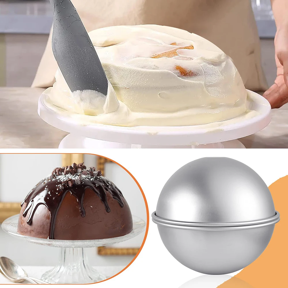 2PCS 8inch Dome Cake Pan, Aluminum Nonstick Hemisphere Pans, Round Cake Mold for Baking Sphere, For Birthday, Wedding, Festival